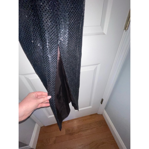 Vintage 80s night studio black sequin side slit‎ dress size 12 - Picture 3 of 6